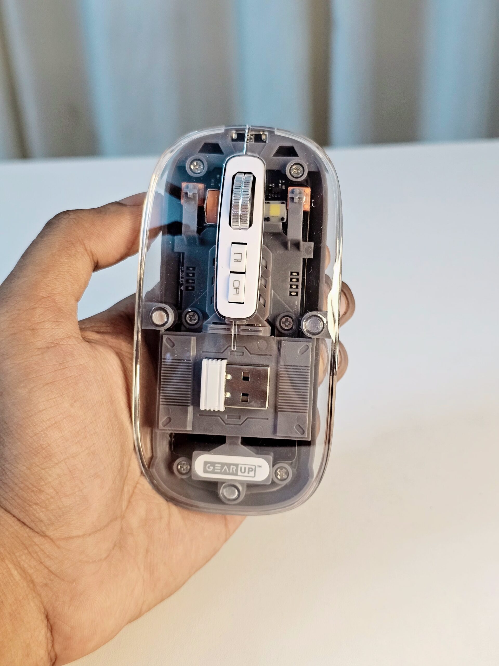 GearUP WM30 Transparent Crystal 2.4G + Bluetooth Magnetic Wireless Mouse- Gray Color - Image 2