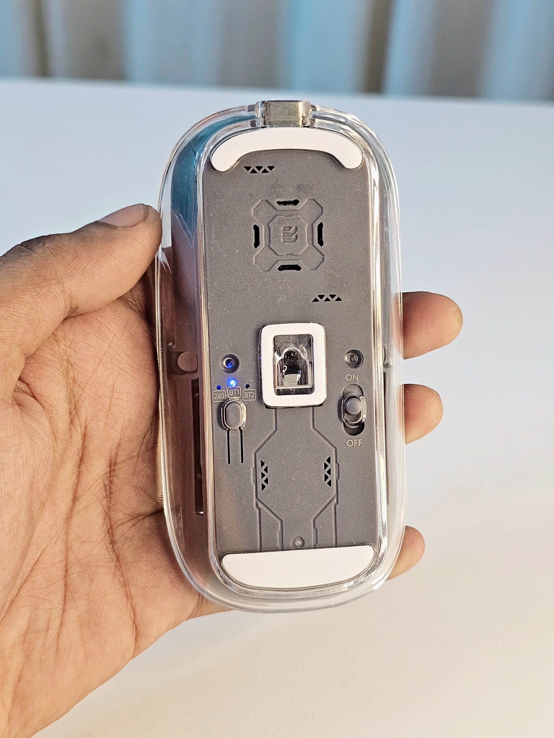 GearUP WM30 Transparent Crystal 2.4G + Bluetooth Magnetic Wireless Mouse- Gray Color - Image 4