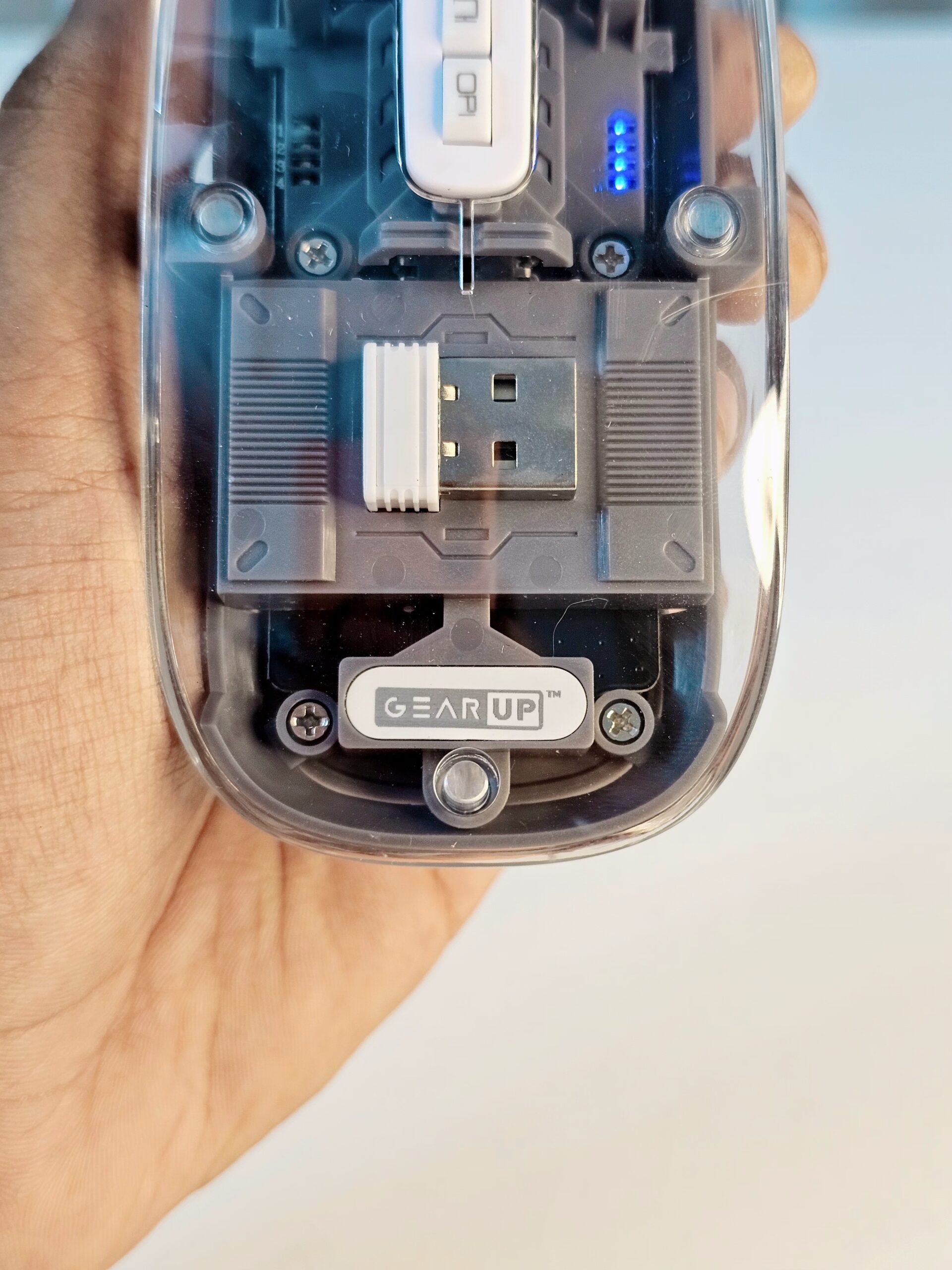 GearUP WM30 Transparent Crystal 2.4G + Bluetooth Magnetic Wireless Mouse- Gray Color - Image 3