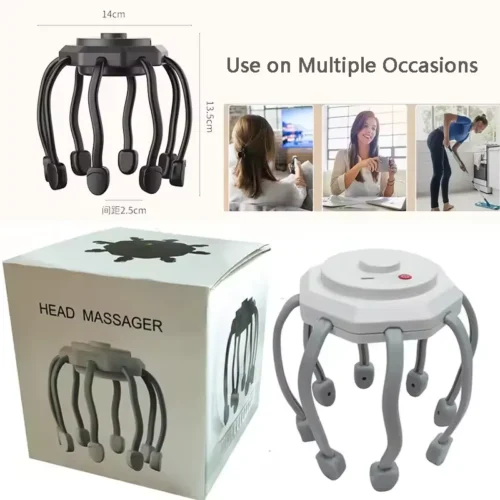 Electric Head Massager for Stress Relief, Scalp Massage, Physiotherapy Claw — Black Colour