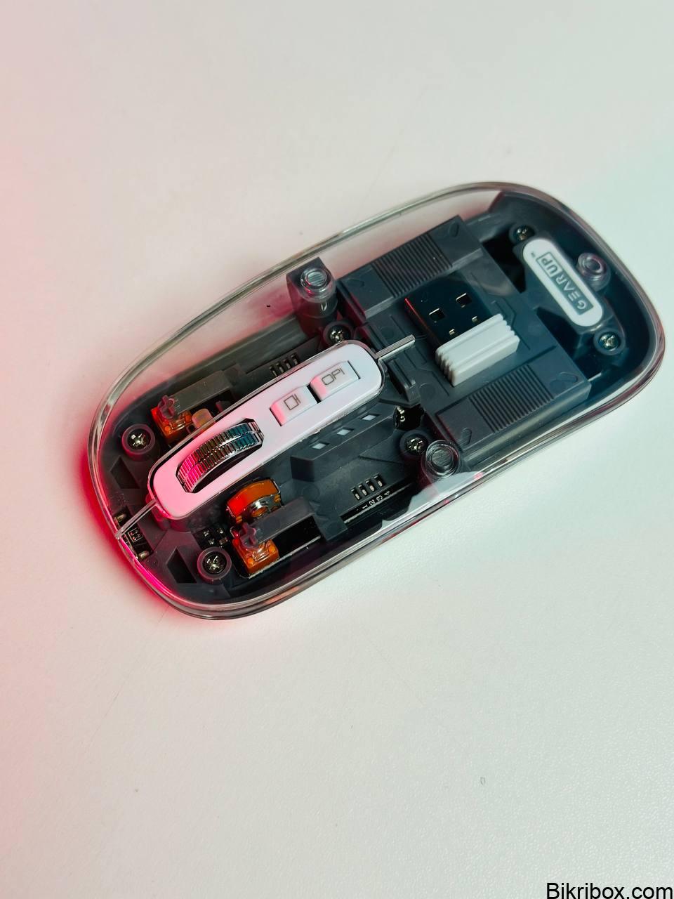 GearUP WM30 Transparent Crystal 2.4G + Bluetooth Magnetic Wireless Mouse- Gray Color - Image 6